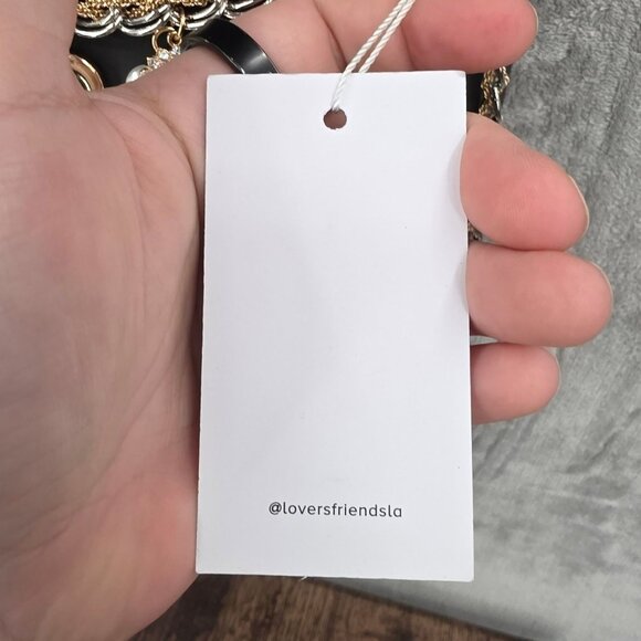 Lovers & Friends Jane Chain Belt Gold Silver Pearls Hearts Adjustable Bling New - Picture 7 of 13